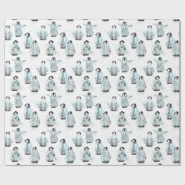 Watercolor Winter Penguins Baby Shower Geschenkpapier