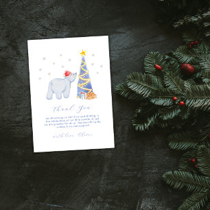 Watercolor-Winter-Santa-Eisbär-Baby-Party  Dankeskarte