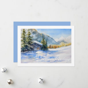 Watercolor Winter Scene Business Feiertagskarte