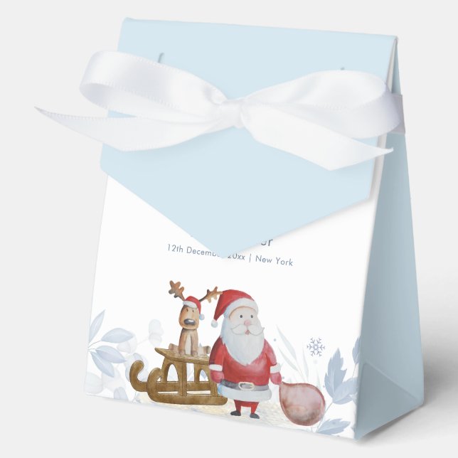 Watercolor Winter Sleigh Moose Santa Baby Shower  Geschenkschachtel (Vorderseite)