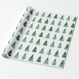 Watercolor Winter Tree Weihnachtswrapping Geschenkpapier