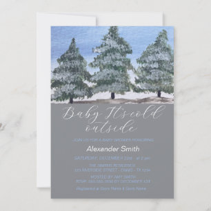 Watercolor-Winter-Wald-Baum-Junge-Baby-Party Feiertagskarte