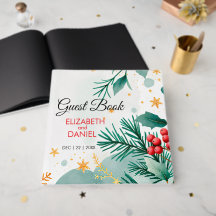 Watercolor Winter Wedding Guest Book - Elegant