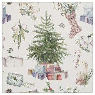Watercolor Winter Weihnachtsfeiertage Stoff