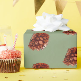 Watercolor Winter Weihnachtswald Cones Grüne Geschenkpapier