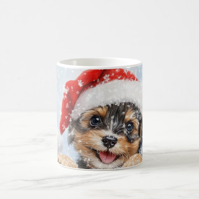 Watercolor Winter Wonderland Santa Puppy Kaffeetasse (Mittel)