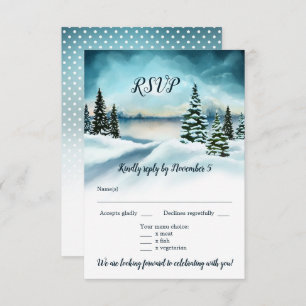 Watercolor Winter Wonderland Wedding Menu UAWG Einladung