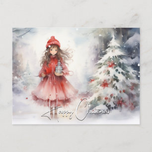 Watercolor Winter Wonderland Weihnachten Rote Spri