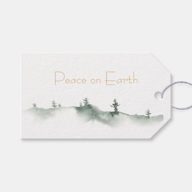 Watercolor Winterlandschaft Geschenkanhänger (Vorderseite (Horizontal))