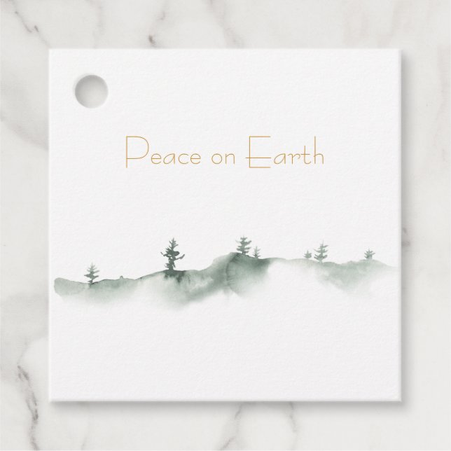 Watercolor Winterlandschaft Geschenkanhänger (Vorderseite)