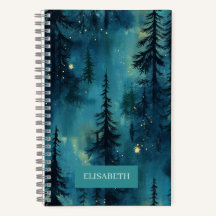 Watercolor Winternachtswald | Dein Name