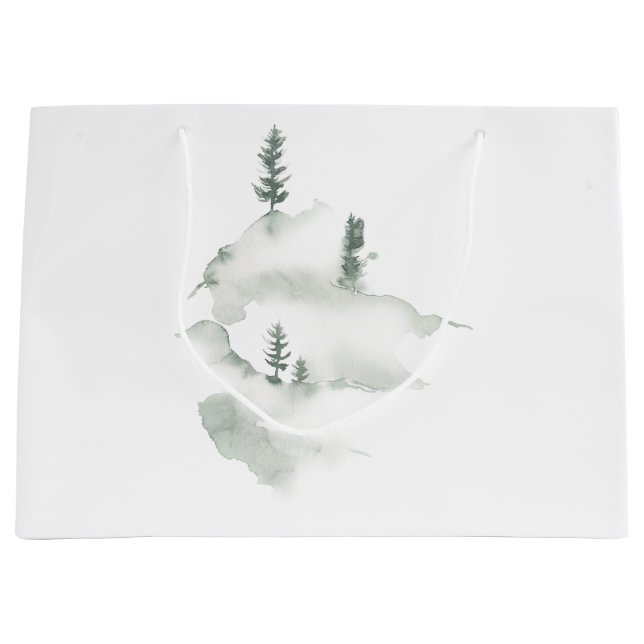 Watercolor Winterszenen Große Geschenktüte (Vorderseite)