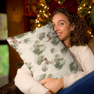 Watercolor Winterwald Nahtloses Muster Dekokissen