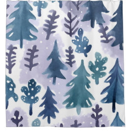 Watercolor Winterwald Nahtloses Muster Duschvorhang