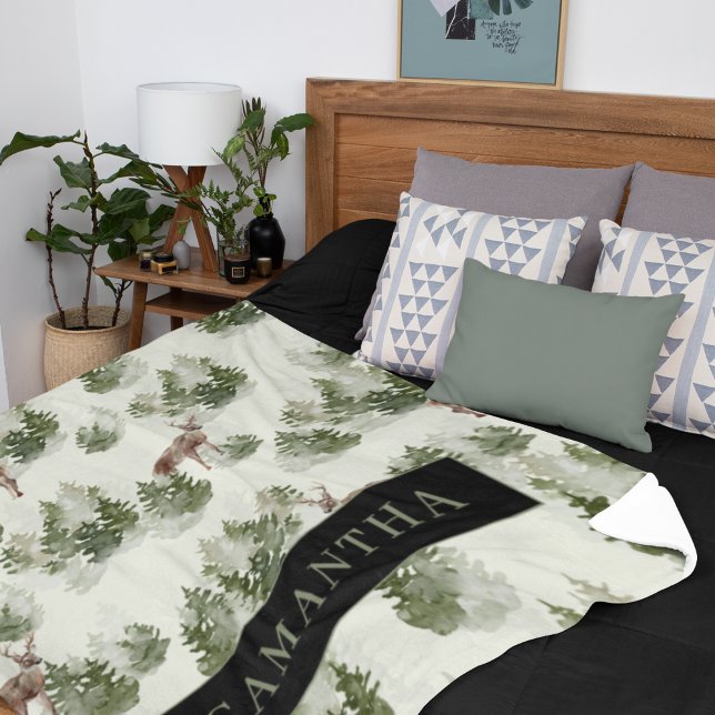 Watercolor Winterwald Nahtloses Muster Fleecedecke (Von Creator hochgeladen)