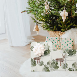 Watercolor Winterwald Nahtloses Muster Geschenkpapier Set