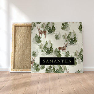 Watercolor Winterwald Nahtloses Muster Leinwanddruck