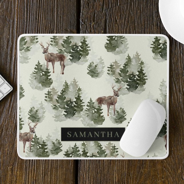 Watercolor Winterwald Nahtloses Muster Mousepad (Von Creator hochgeladen)