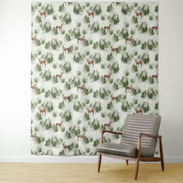 Watercolor Winterwald Nahtloses Muster Wandteppich