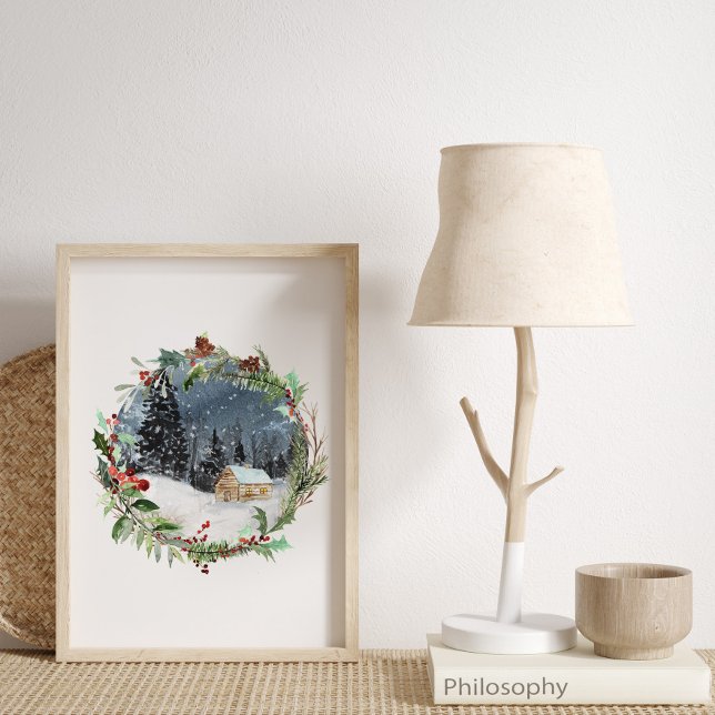 Watercolor Winterwald Weihnachten Poster (Von Creator hochgeladen)