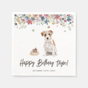 Watercolor Wire Haar Jack Russell Hund Geburtstag Serviette