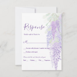 Watercolor Wisteria Bloms Romantische Hochzeit RSVP Karte