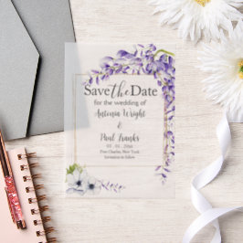 Watercolor Wisteria Blooms Wedding Save the Date