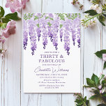 Watercolor Wisteria Dreißig und fabelhaft Blumench Einladung<br><div class="desc">Watercolor Wisteria Thirty & Fabulous Floral Chic besticht durch elegante Wisteria-Blume in sanften Lavendel und lila mit grünen Blätter auf weißem Hintergrund. Hier erhalten Sie Informationen zum 30. Geburtstag. Personalisieren Sie den Text durch Bearbeiten in den bereitgestellten Textfeldern. Entwickelt für Sie von ©2024 Evco Studio www.zazzle.com/store/evcostudio</div>