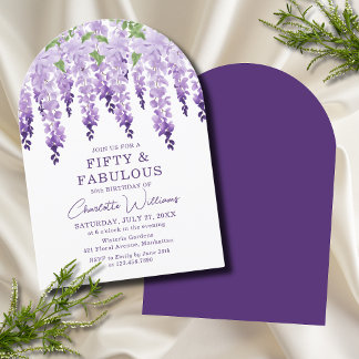 Watercolor Wisteria Fifty & Fabulous Floral Chic Einladung