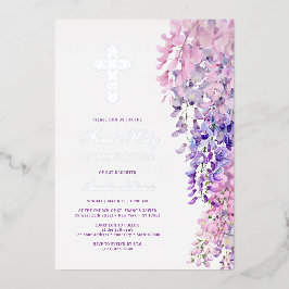 Watercolor Wisteria First Communion Folieneinladung