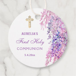 Watercolor Wisteria First Communion Geschenkanhänger