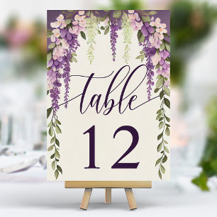 Watercolor Wisteria Floral Calligraphy Wedding Tischnummer