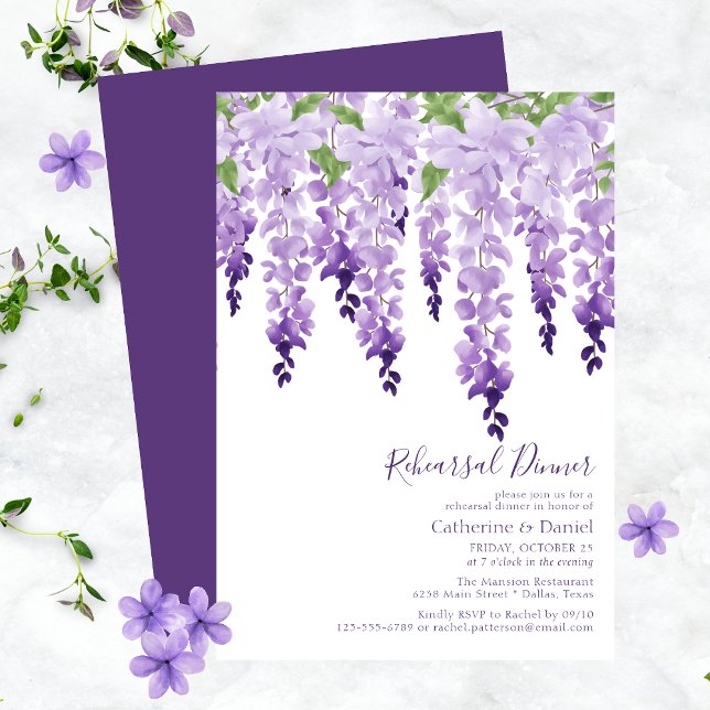 Watercolor Wisteria Hochzeit Probe Dinner Begleitkarte (Von Creator hochgeladen)
