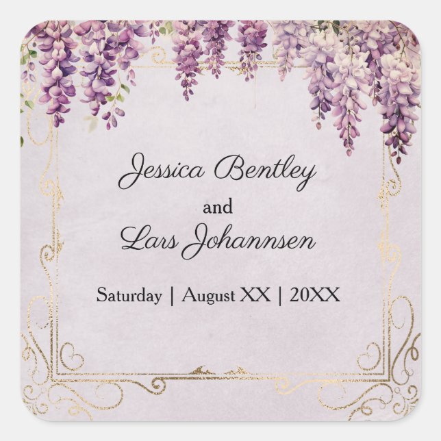 Watercolor Wisteria Lounge Quadratischer Aufkleber (Vorderseite)