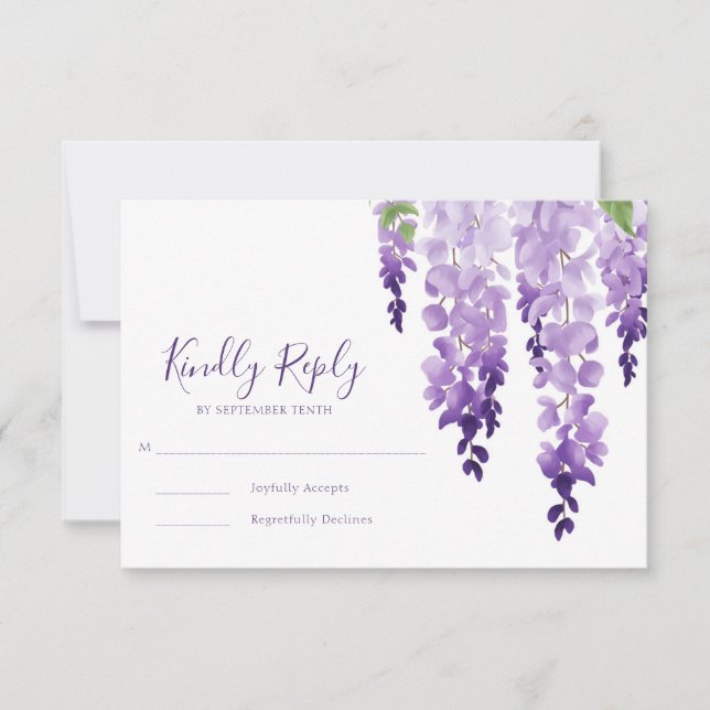 Watercolor Wisteria RSVP Karte (Vorderseite)