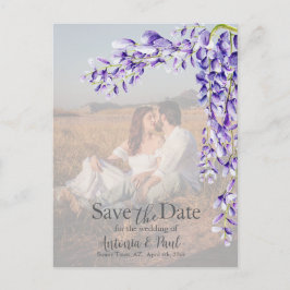 Watercolor Wisteria Save the Date Foto Postkarte