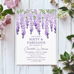 Watercolor Wisteria Sixty & Fabulous Floral Chic Einladung