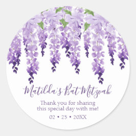 Watercolor Wisteria Vielen Dank | Bat Mitzvah Runder Aufkleber