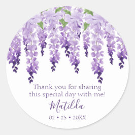 Watercolor Wisteria Vielen Dank | Bat Mitzvah Runder Aufkleber