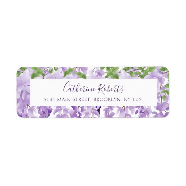Watercolor Wisteria Wedding Rücksendeadresse (Vorne)