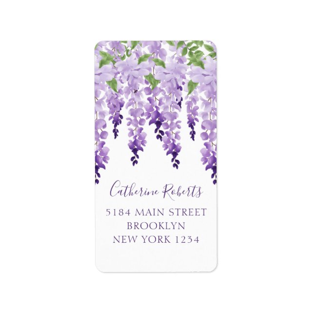 Watercolor Wisteria Wedding Rücksendeadresse Adressaufkleber (Vorne)
