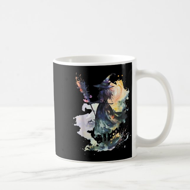 Watercolor Witch Halloween Fall Autumn Art Paintin Kaffeetasse (Rechts)