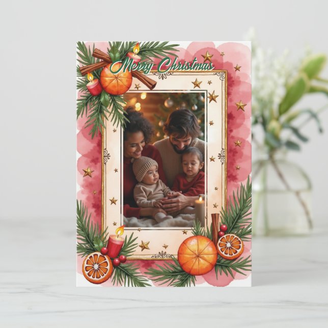 Watercolor With own photo Twinkle & Toasts card Einladung (Stehend Vorderseite)