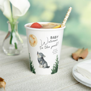 Watercolor-Wolf-Baby-Party  Pappbecher
