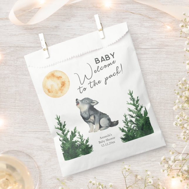 Watercolor Wolf Baby Shower  Geschenktütchen (Ausgeschnitten)