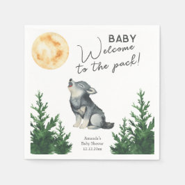 Watercolor Wolf Baby Shower Serviette