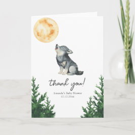 Watercolor Wolf Baby Shower Thank you Dankeskarte