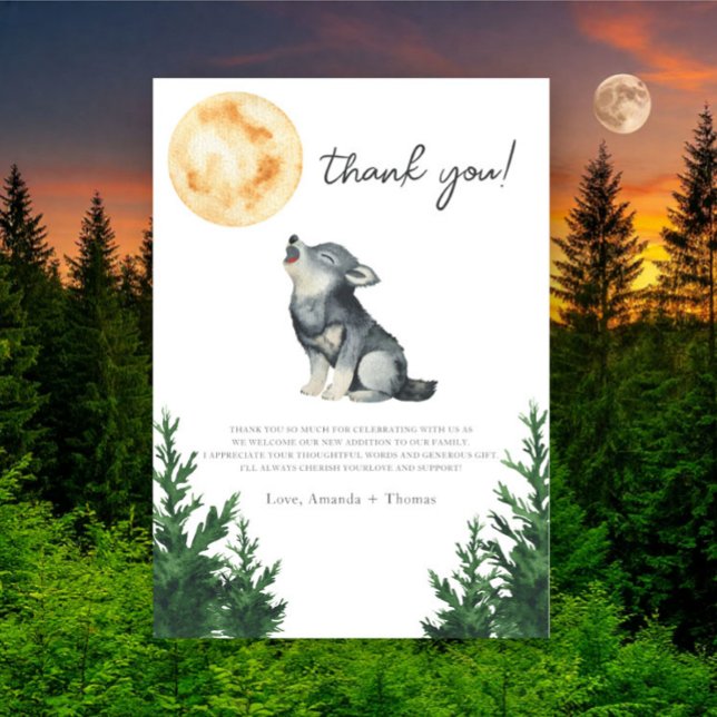 Watercolor Wolf Baby Shower Thank you Dankeskarte (Von Creator hochgeladen)