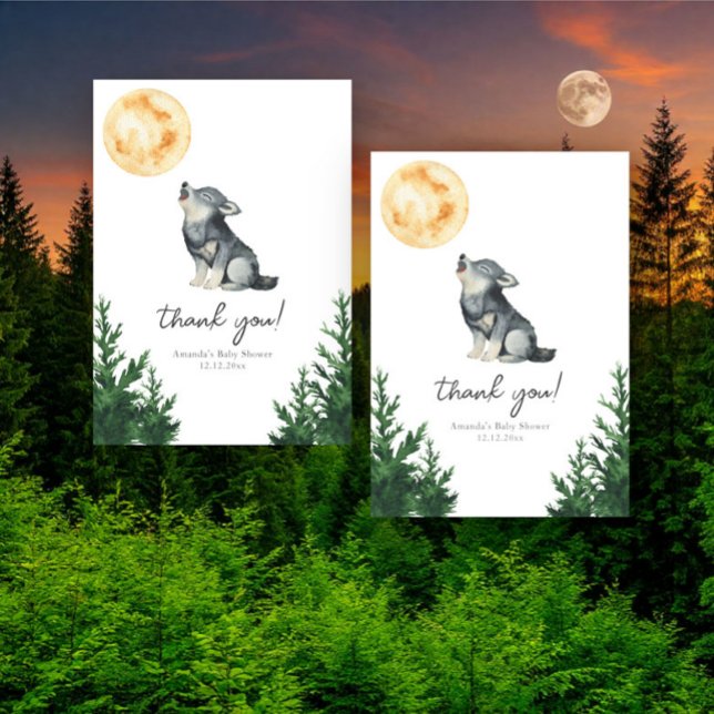Watercolor Wolf Baby Shower Thank you Dankeskarte (Von Creator hochgeladen)