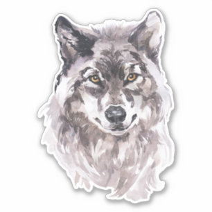 Watercolor Wolf Head Aufkleber